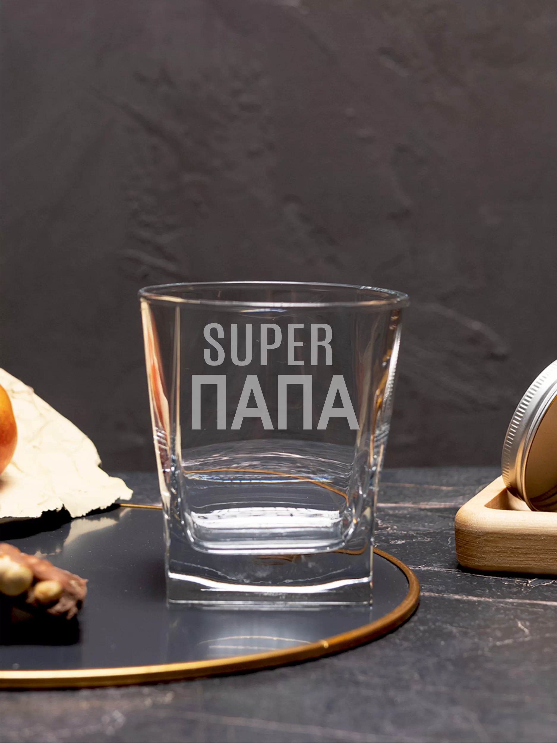 Бокал под виски с гравировкой "Супер папа" 2 Бокал под виски с гравировкой "Супер папа" — изображение 2