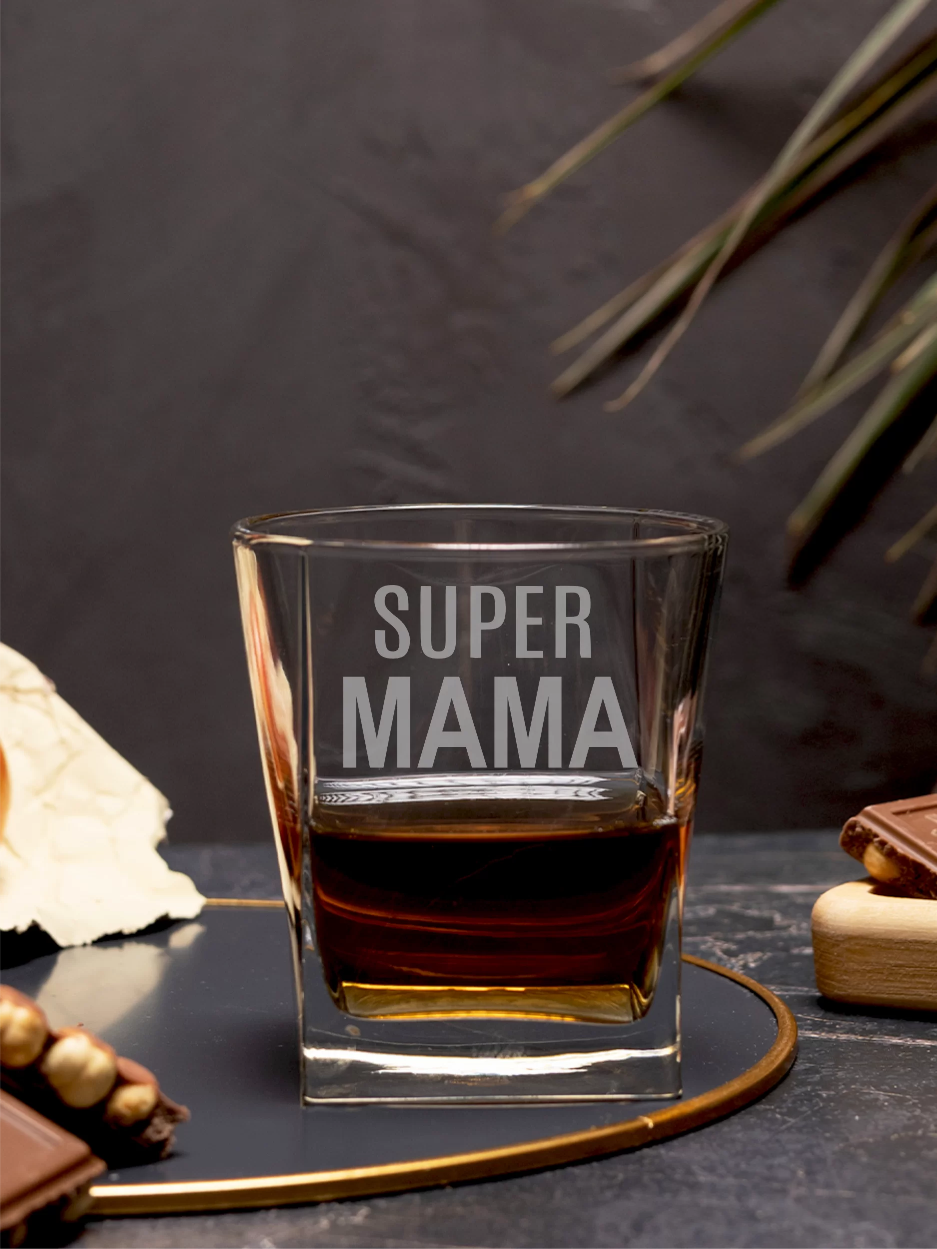 Бокал для виски с гравировкой "Супер мама" — изображение 3
