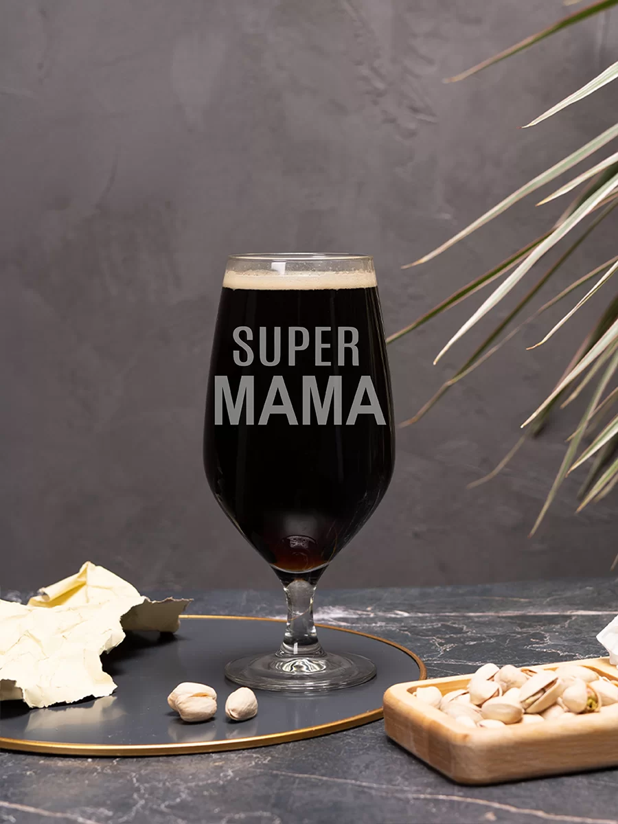 Бокал пивной с гравировкой Супер мама — изображение 2