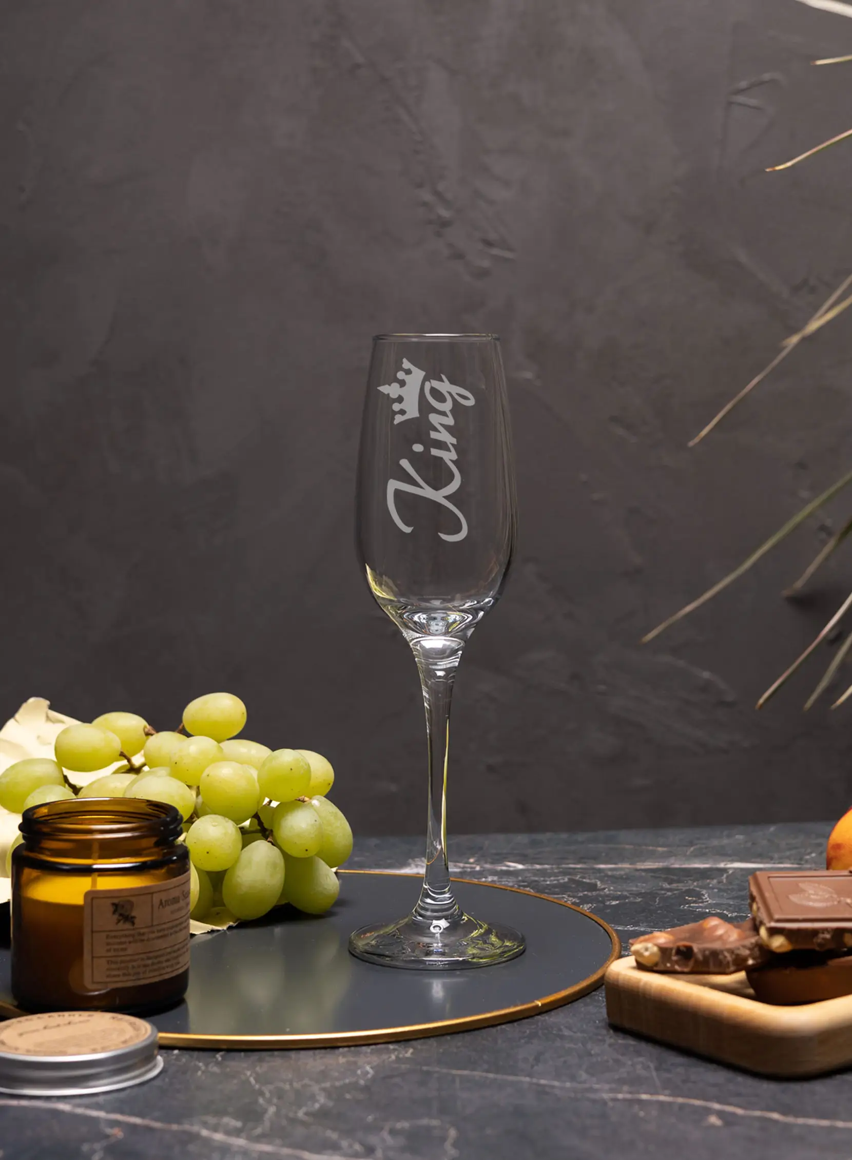 Свадебные бокалы под шампанское с гравировкой Queen King — изображение 4