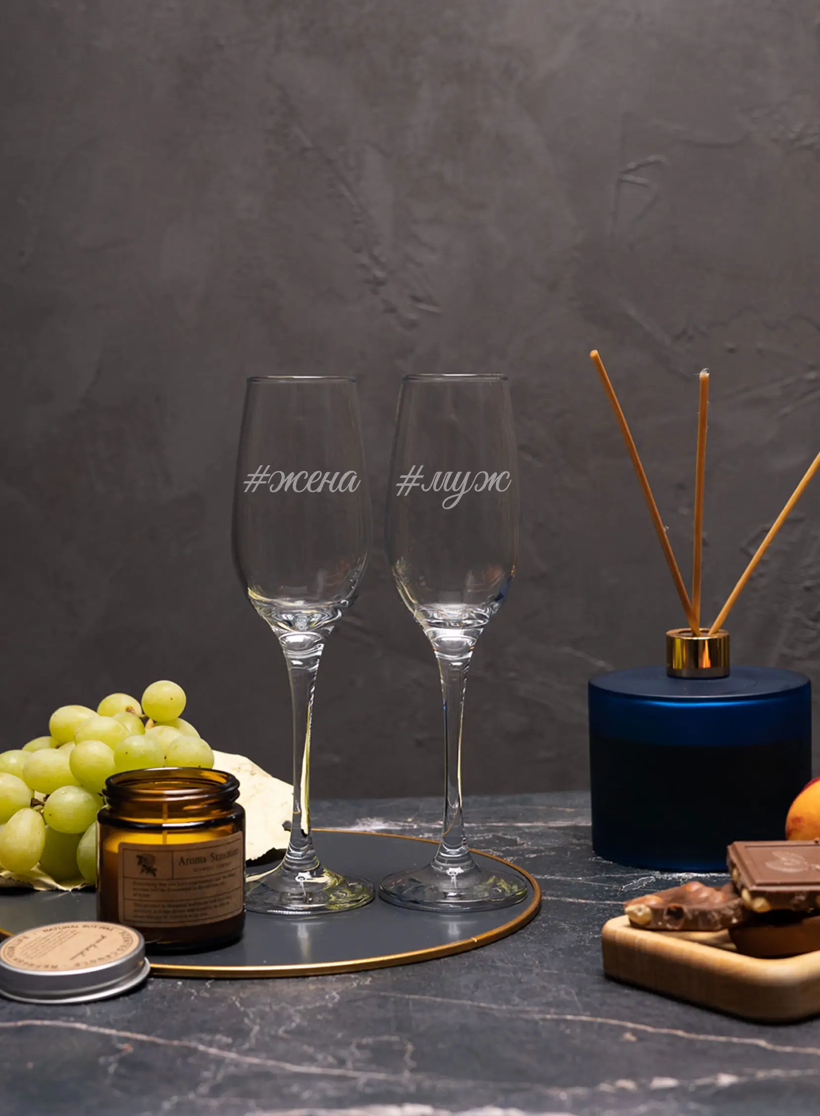 Свадебные бокалы под шампанское с гравировкой Муж Жена 3 Свадебные бокалы под шампанское с гравировкой Муж Жена — изображение 3