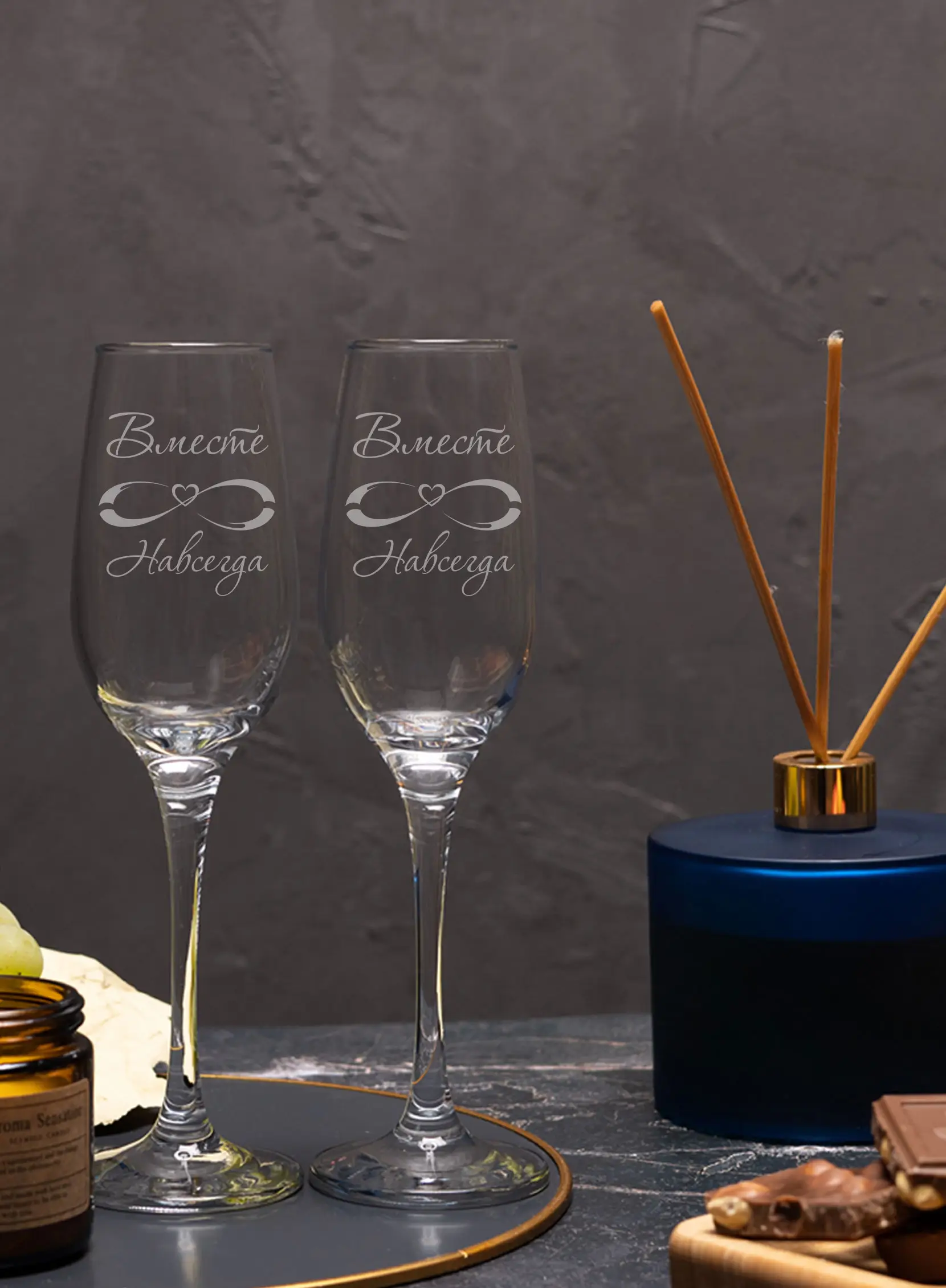 Свадебные бокалы под шампанское с гравировкой Вместе навсегда бесконечность 3 Свадебные бокалы под шампанское с гравировкой Вместе навсегда бесконечность — изображение 3