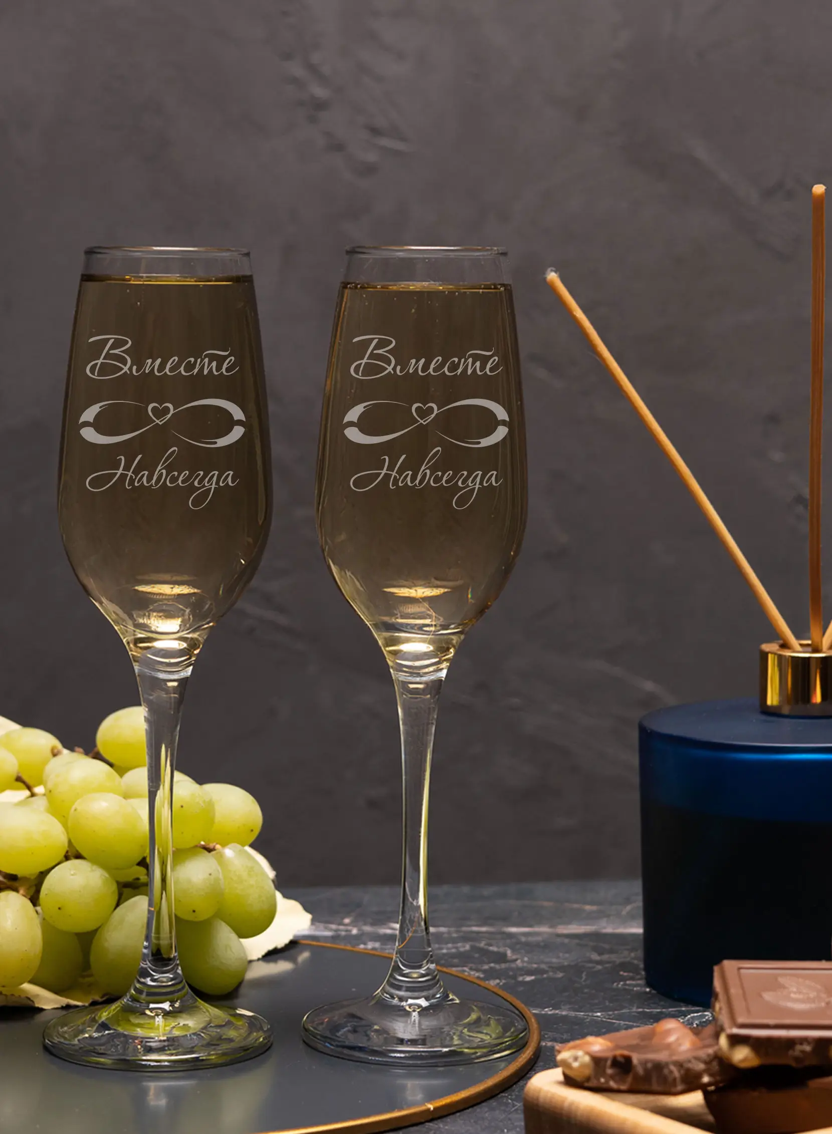 Свадебные бокалы под шампанское с гравировкой Вместе навсегда бесконечность 5 Свадебные бокалы под шампанское с гравировкой Вместе навсегда бесконечность — изображение 5