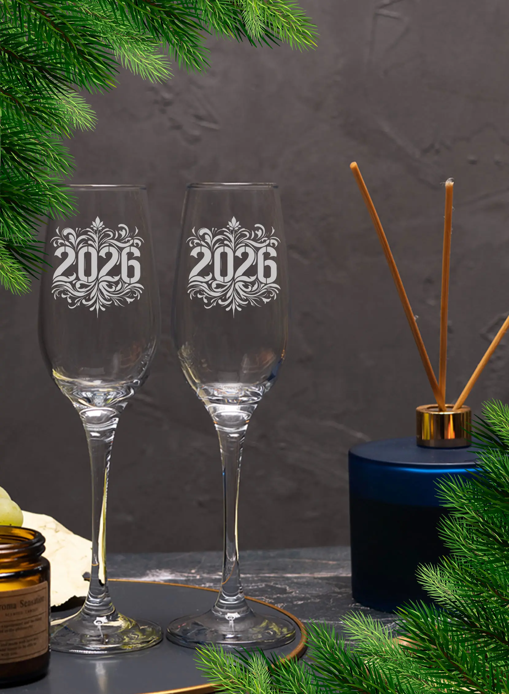 Новогодние бокалы для шампанского с 2026 годом — изображение 4