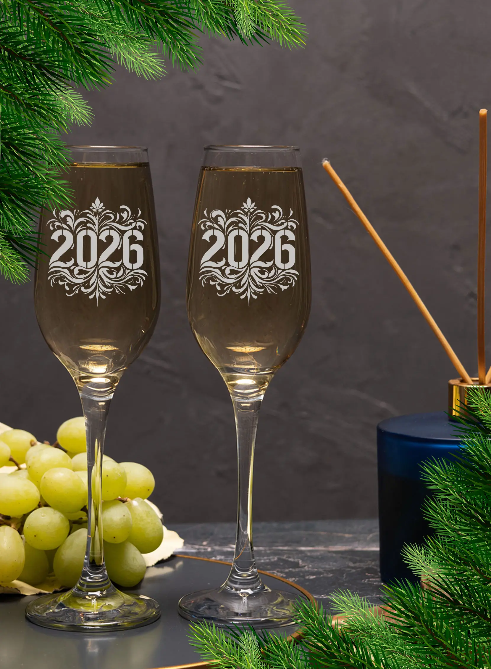 Новогодние бокалы для шампанского с 2026 годом — изображение 5