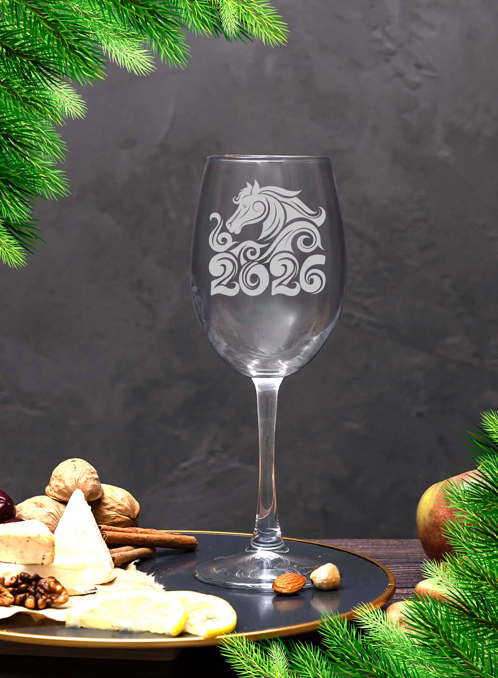 Бокал с гравировкой под вино Лошадь символ 2026 года — изображение 5