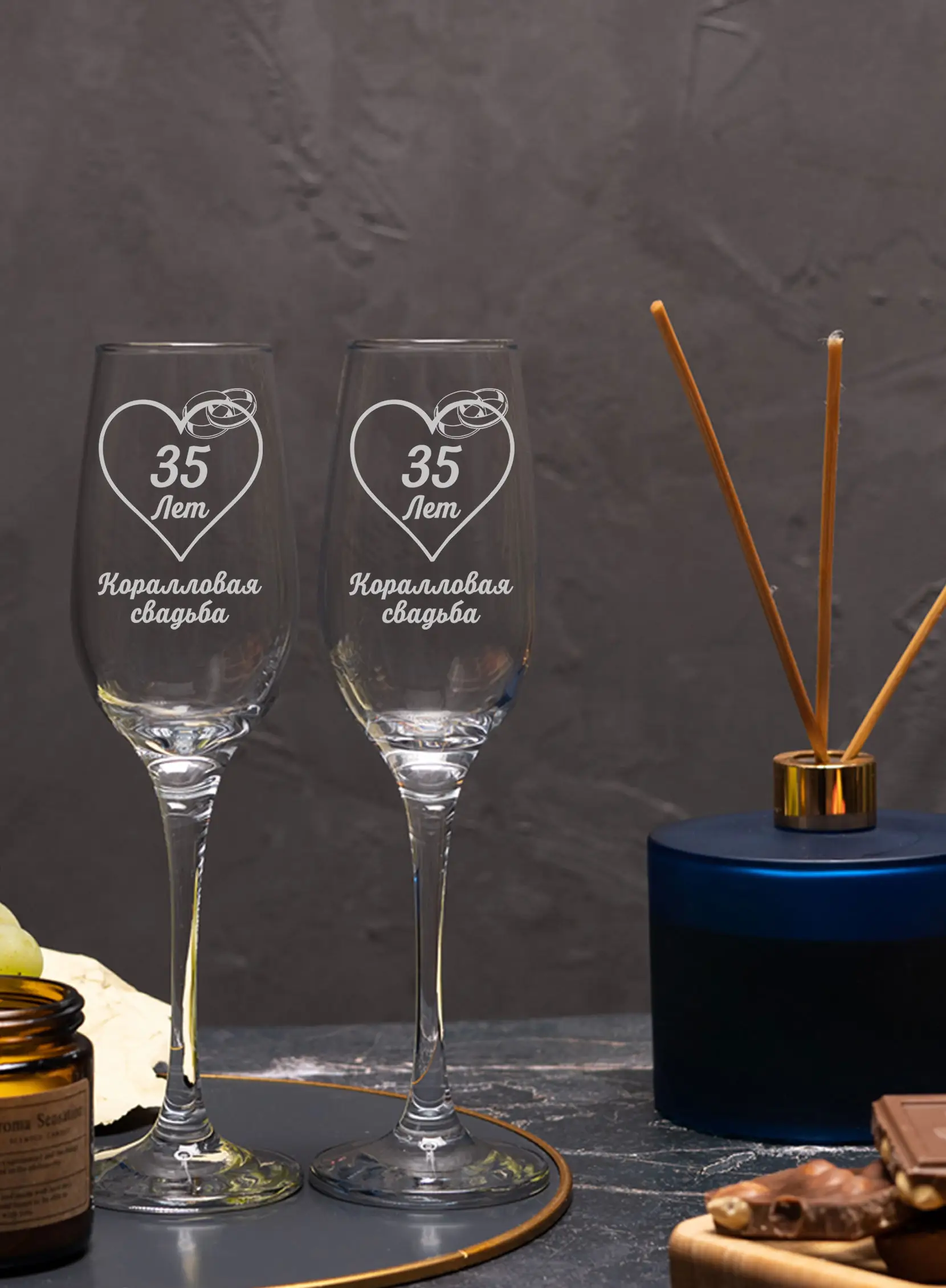 Бокалы для шампанского на годовщину свадьбы 35 лет — изображение 3