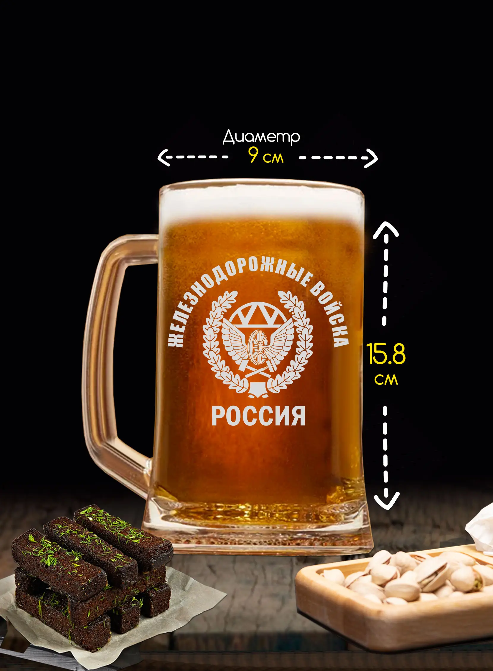 Пивная кружка подарок мужчине за Железнодорожные войска — изображение 3