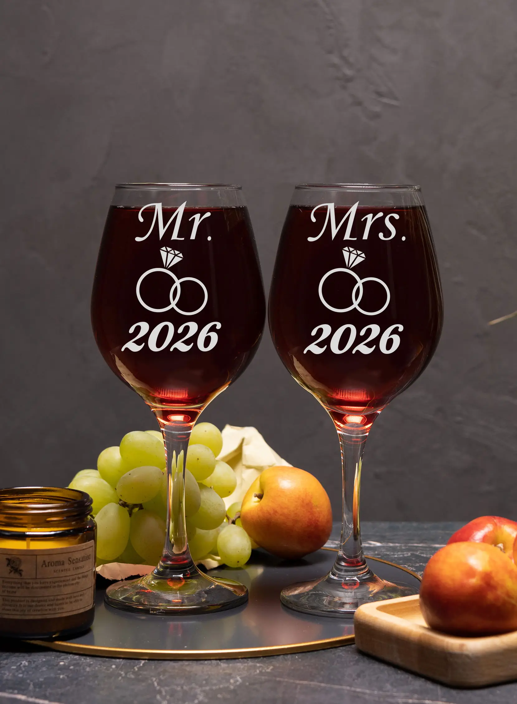 Набор бокалы под вино Mr Mrs 2026 — изображение 2