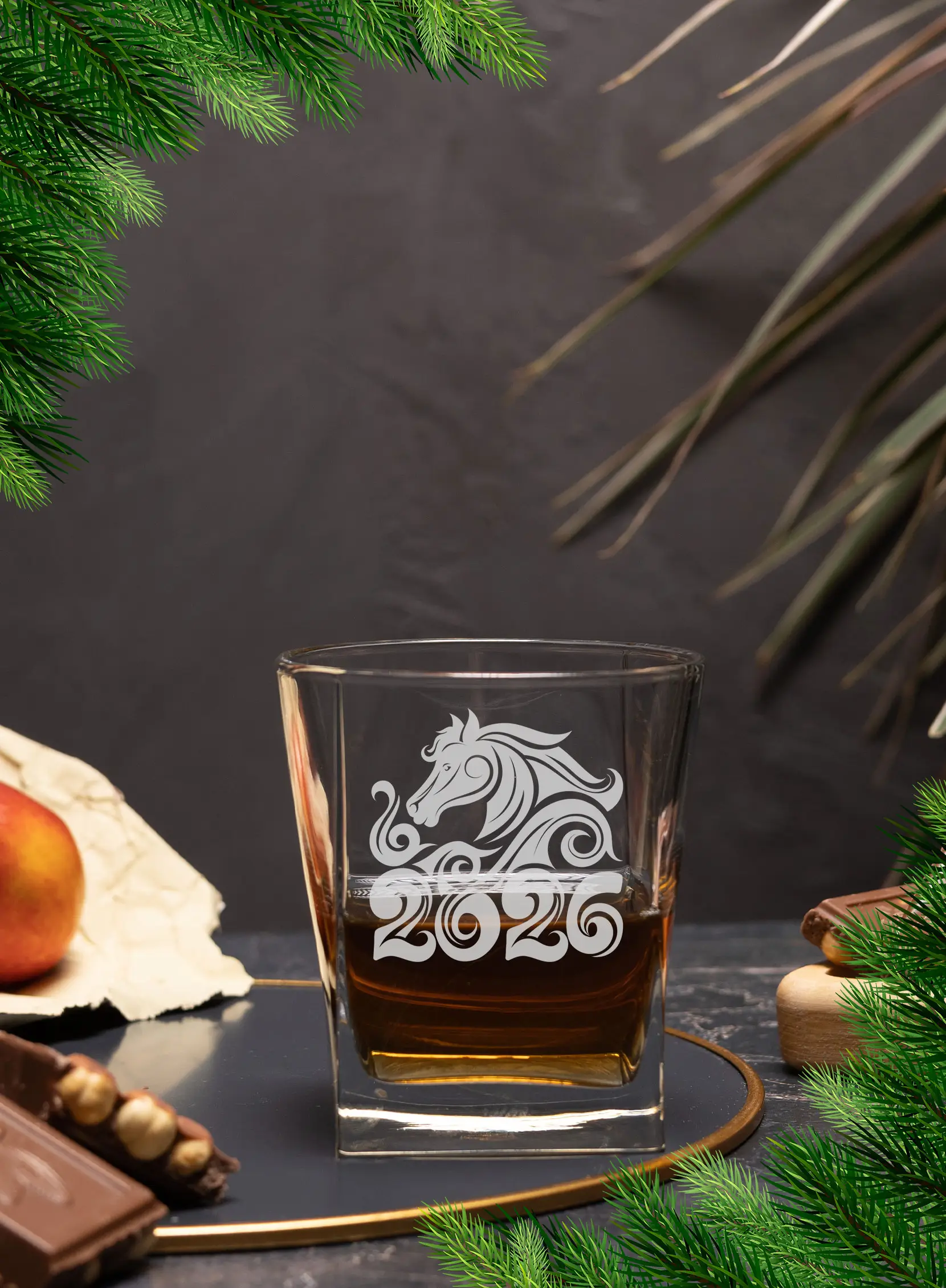 Бокал с гравировкой под виски Лошадь символ 2026 года — изображение 3