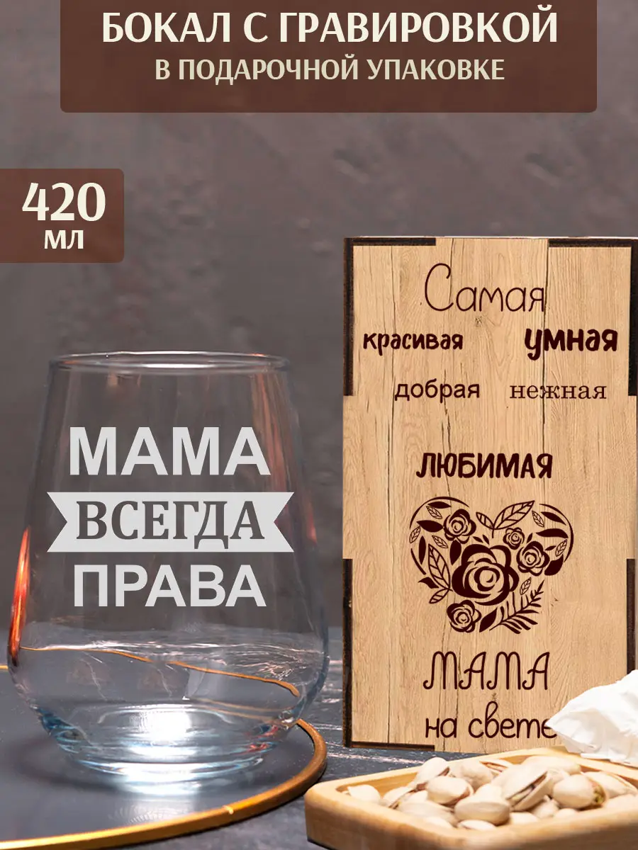 Бокал с надписью Мама всегда права