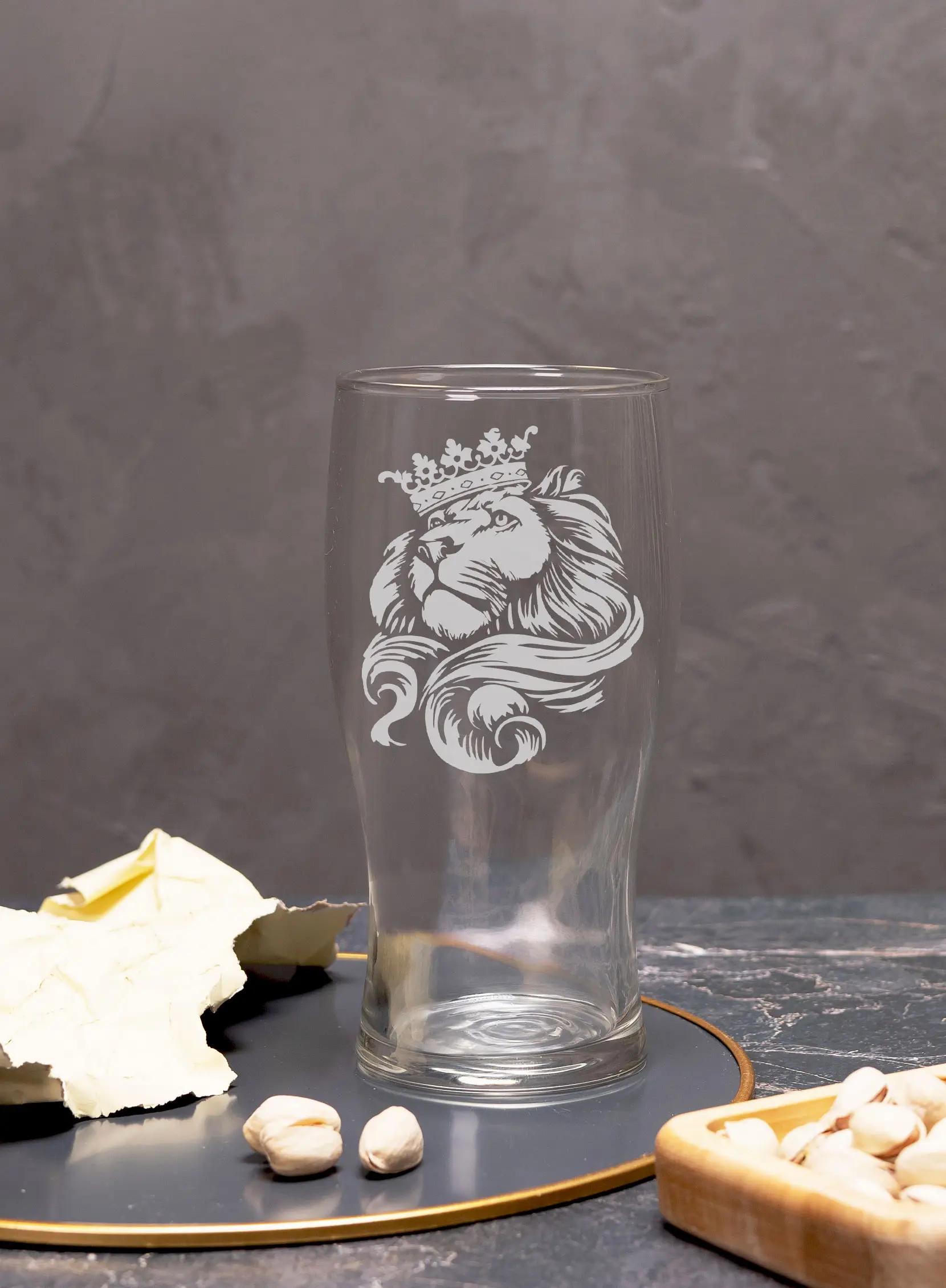 Бокал с надписью под пиво в подарок Лев — изображение 5